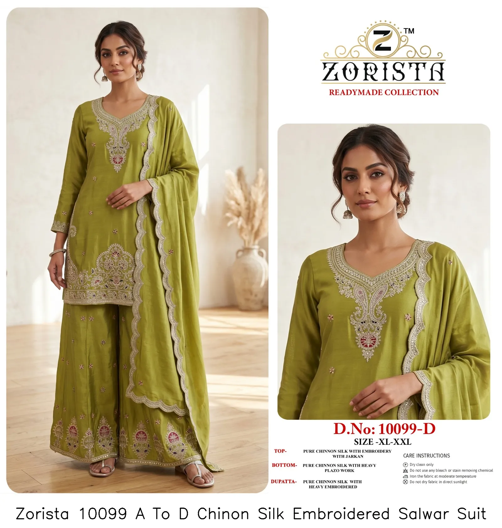 Zorista 10099 A To D Chinon Silk Embroidered Salwar Suit — Wholesale Readymade Pakistani Suits, Zorista wholesale from Surat — Photo 4
