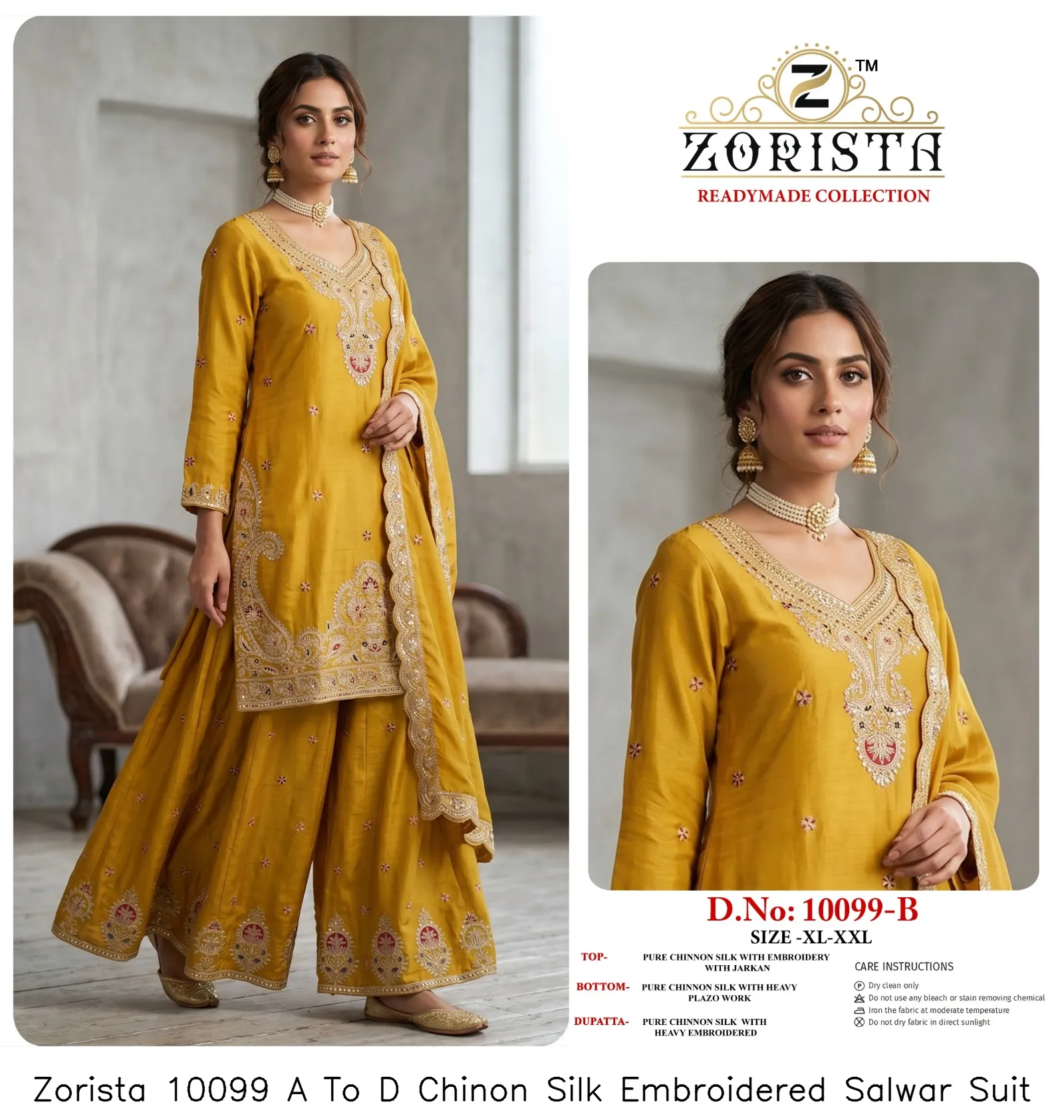 Zorista 10099 A To D Chinon Silk Embroidered Salwar Suit — Wholesale Readymade Pakistani Suits, Zorista wholesale from Surat — Photo 5