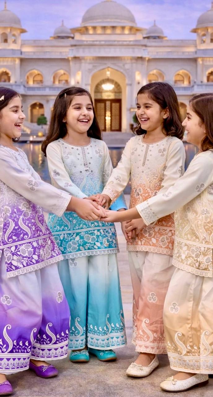OC 249 Heavy Natural Crepe Kids Palazzo Suit Collection — Singles, Vardan Ethnic wholesale from Surat — view 15