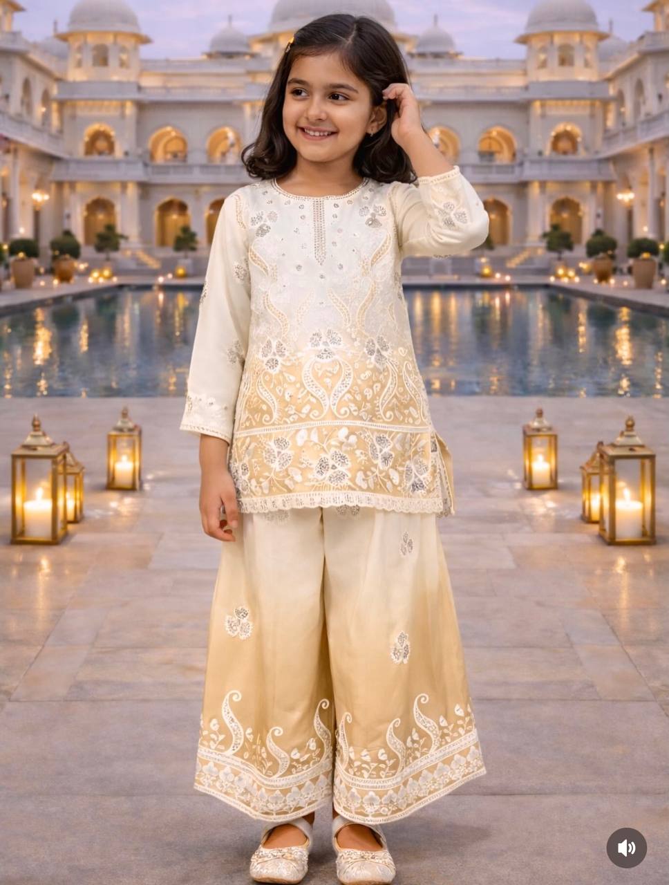 OC 249 Heavy Natural Crepe Kids Palazzo Suit Collection — Singles, Vardan Ethnic wholesale from Surat — view 13