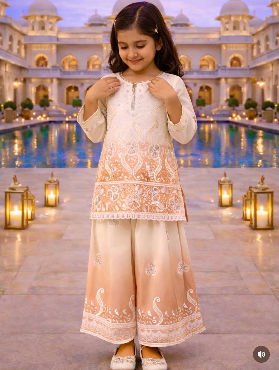 OC 249 Heavy Natural Crepe Kids Palazzo Suit Collection — Singles, Vardan Ethnic wholesale from Surat — view 12