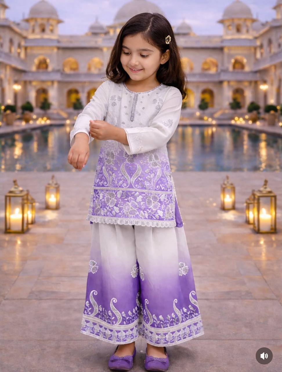 OC 249 Heavy Natural Crepe Kids Palazzo Suit Collection — Singles, Vardan Ethnic wholesale from Surat — view 11