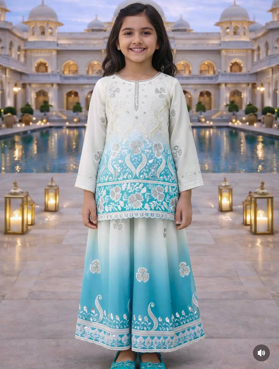 OC 249 Heavy Natural Crepe Kids Palazzo Suit Collection