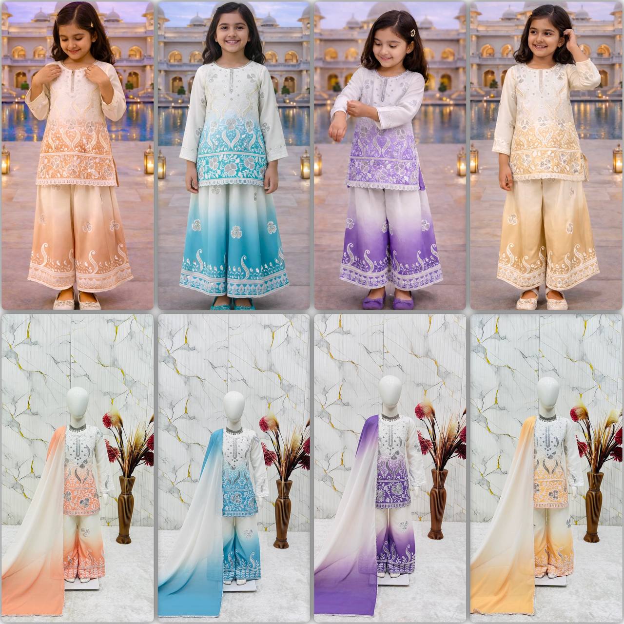 OC 249 Heavy Natural Crepe Kids Palazzo Suit Collection — Singles, Vardan Ethnic wholesale from Surat — view 10