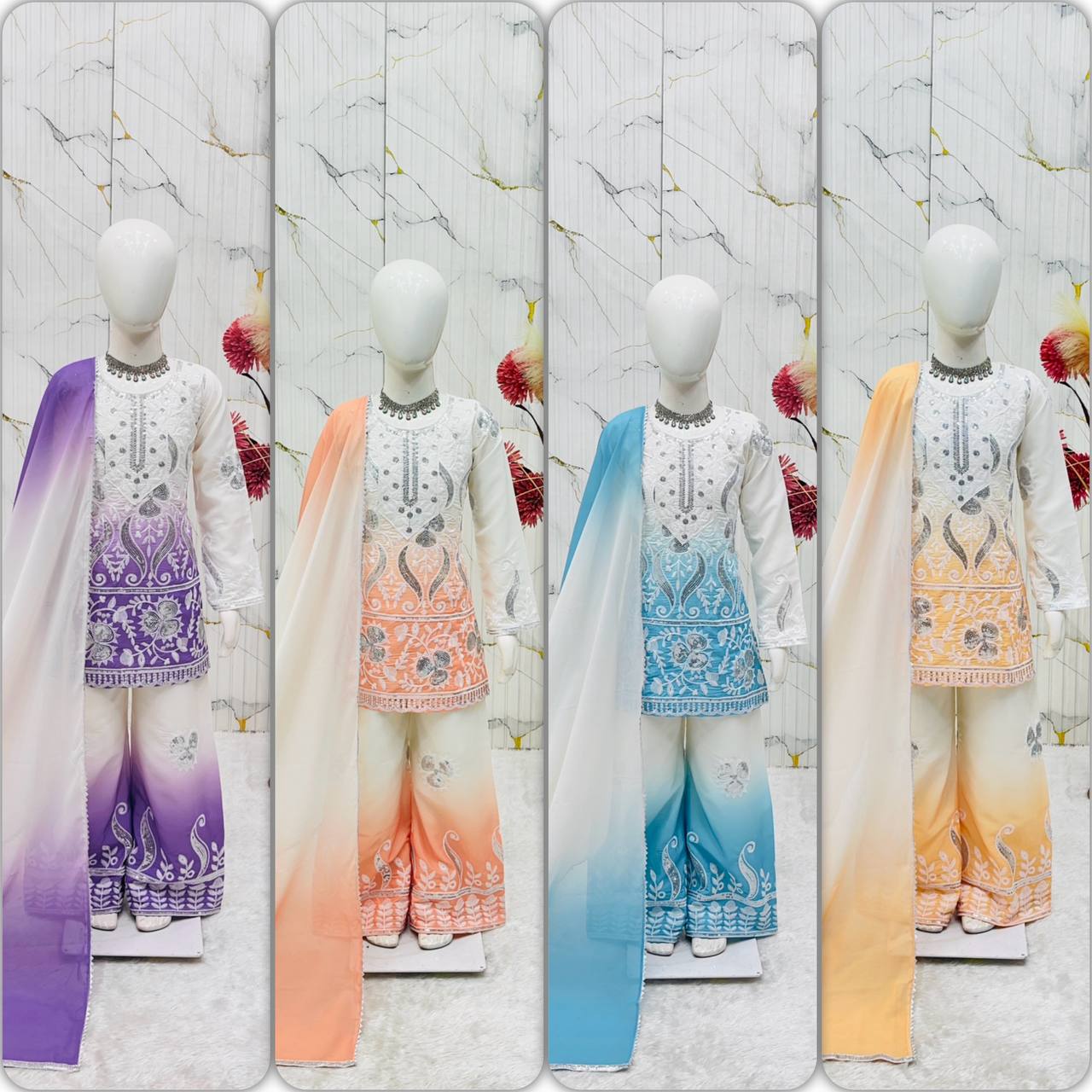 OC 249 Heavy Natural Crepe Kids Palazzo Suit Collection — Singles, Vardan Ethnic wholesale from Surat — view 9