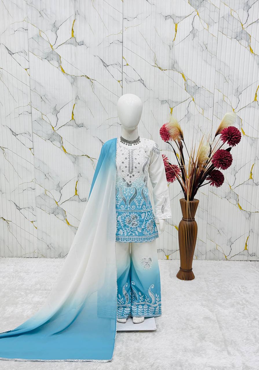 OC 249 Heavy Natural Crepe Kids Palazzo Suit Collection — Singles, Vardan Ethnic wholesale from Surat — view 7