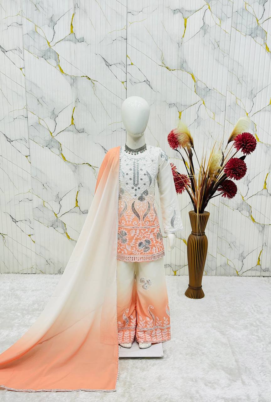 OC 249 Heavy Natural Crepe Kids Palazzo Suit Collection — Singles, Vardan Ethnic wholesale from Surat — view 6
