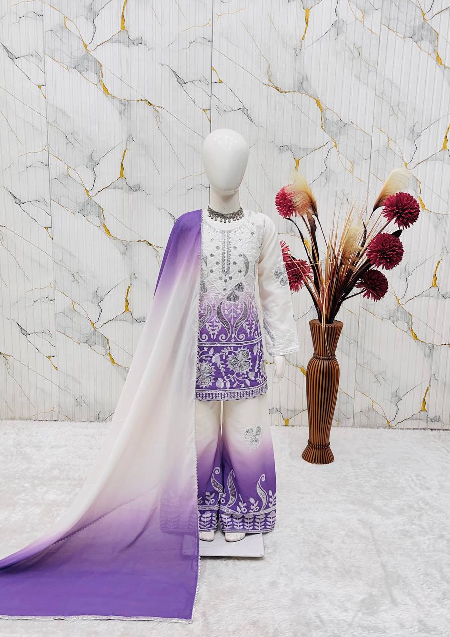 OC 249 Heavy Natural Crepe Kids Palazzo Suit Collection — Singles, Vardan Ethnic wholesale from Surat — view 5
