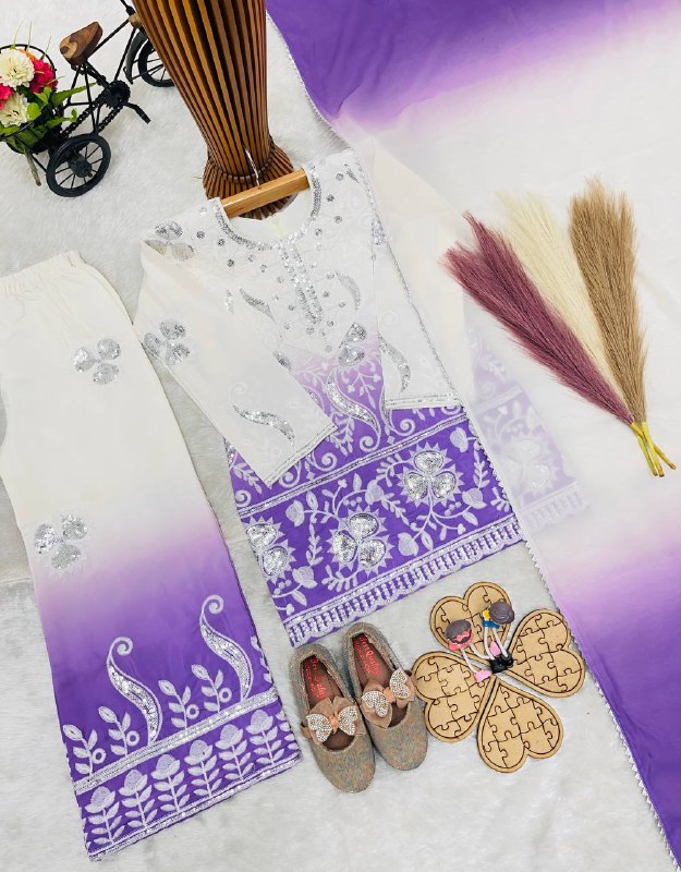 OC 249 Heavy Natural Crepe Kids Palazzo Suit Collection — Singles, Vardan Ethnic wholesale from Surat — view 3