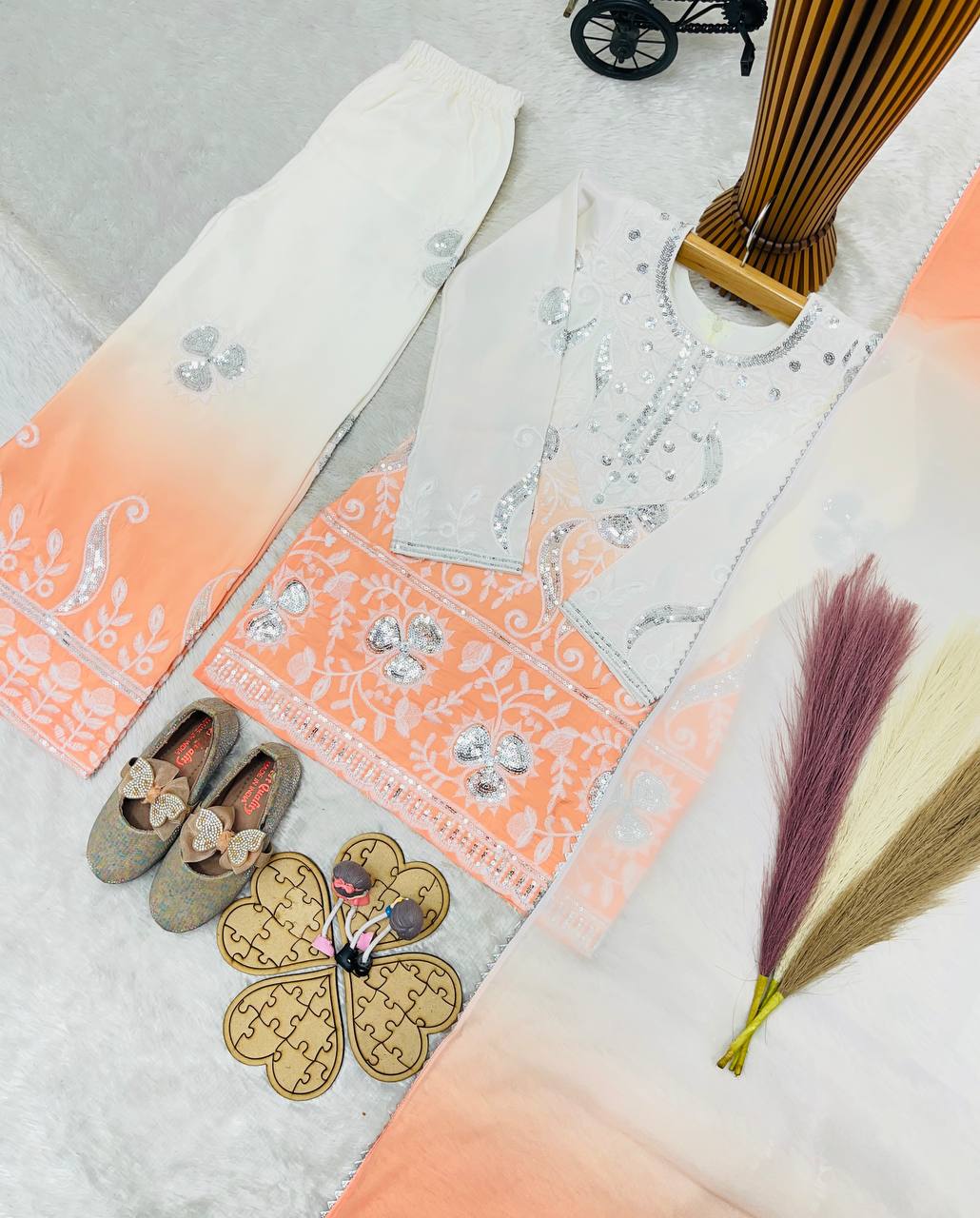 OC 249 Heavy Natural Crepe Kids Palazzo Suit Collection — Singles, Vardan Ethnic wholesale from Surat — view 16