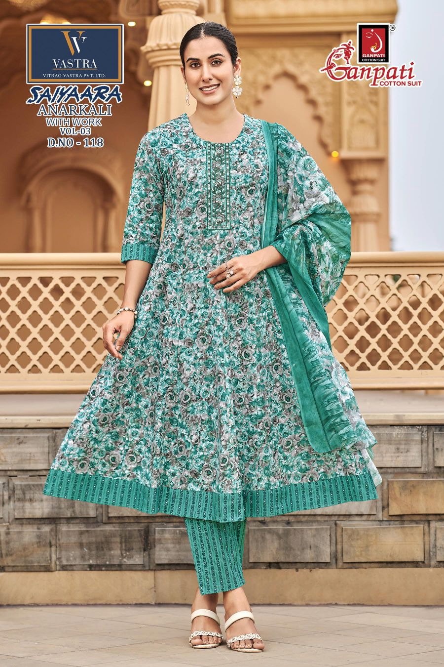 Ganpati Saiyaara Vol 3 Anarkali Style Cotton Printed Readymade Salwar Suit — Wholesale Readymade Suit, Ganpati Cotton Suit wholesale from Surat — view 11