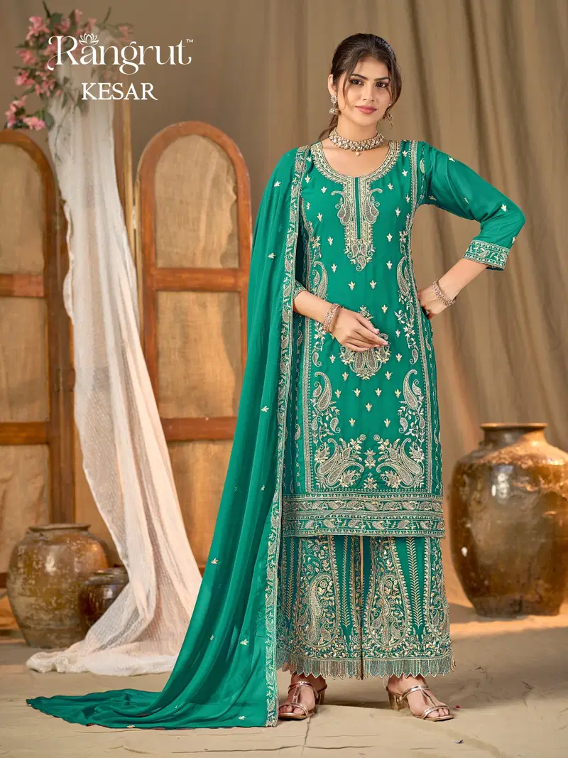 Rangrut Kesar Georgette Embroidered Salwar Kameez Catalog — Wholesale Readymade Suit, Vardan Ethnic wholesale from Surat — view 5