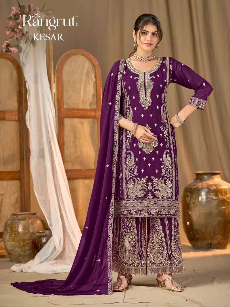 Rangrut Kesar Georgette Embroidered Salwar Kameez Catalog — Wholesale Readymade Suit, Vardan Ethnic wholesale from Surat — view 4