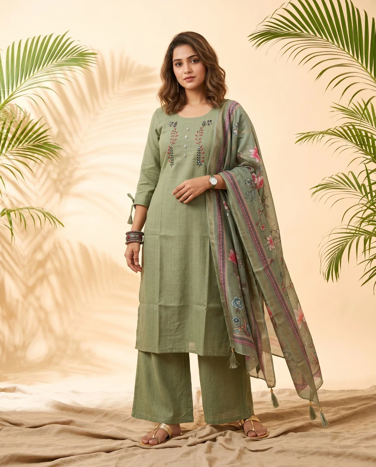 Naisha K 1022 Berlin Handworked Kurti With Bottom Dupatta Set — Wholesale Readymade Suit, Naisha wholesale from Surat — Photo 8