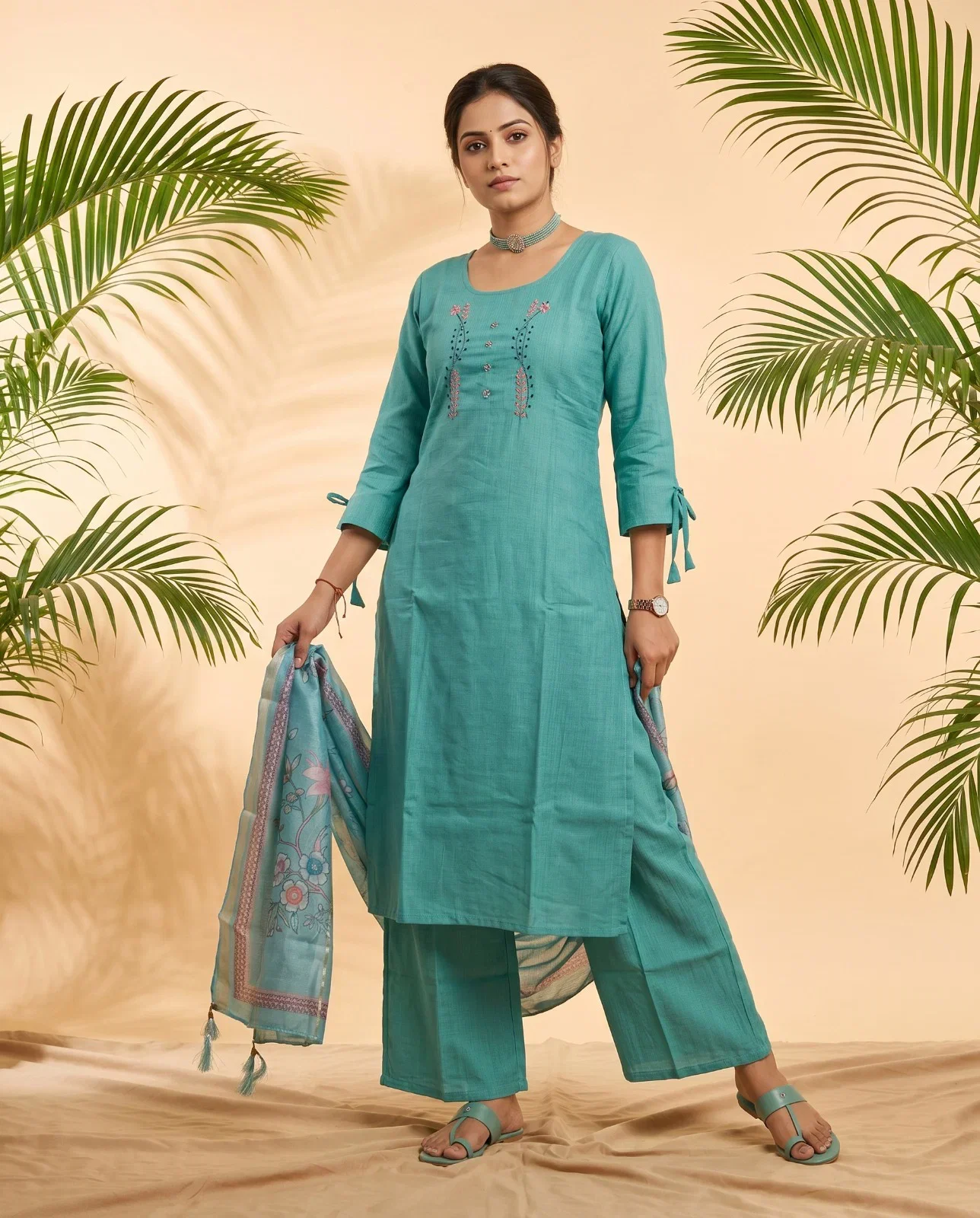 Naisha K 1022 Berlin Handworked Kurti With Bottom Dupatta Set — Wholesale Readymade Suit, Naisha wholesale from Surat — Photo 6
