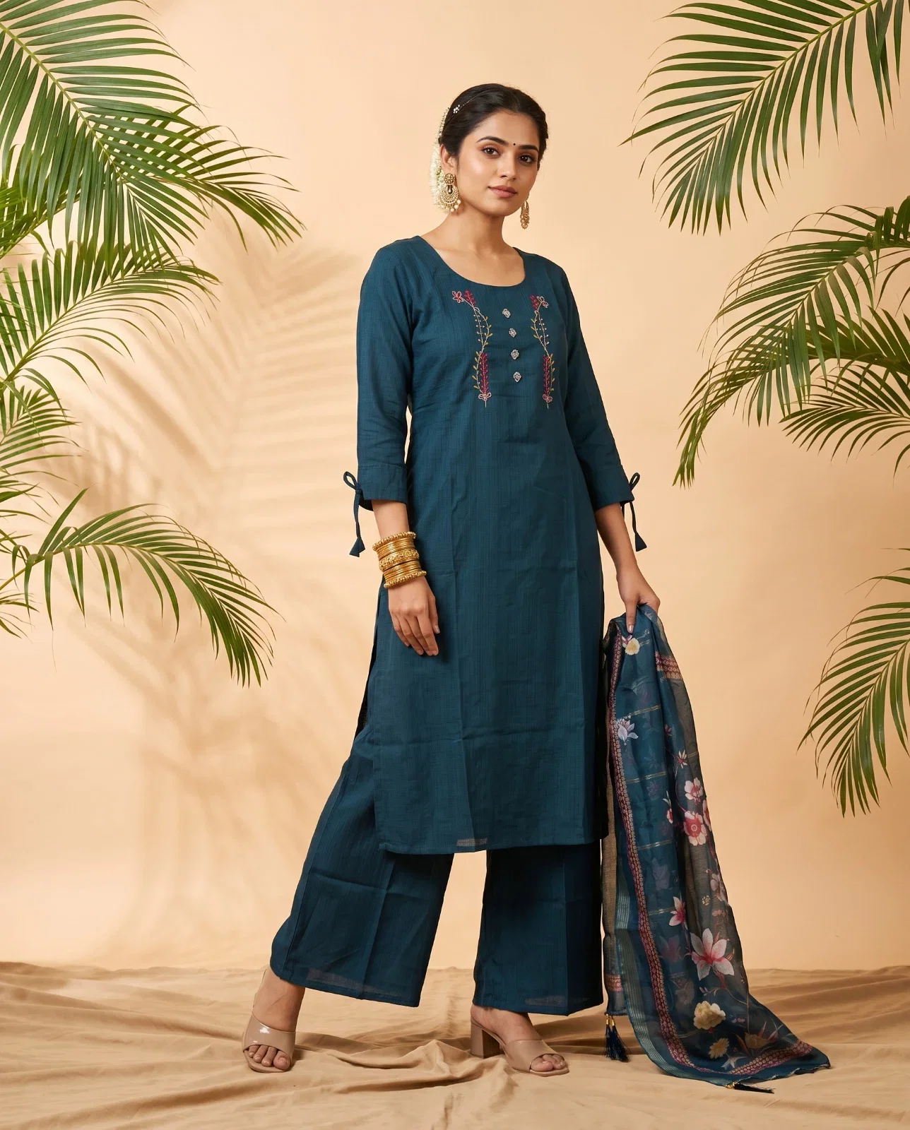Naisha K 1022 Berlin Handworked Kurti With Bottom Dupatta Set — Wholesale Readymade Suit, Naisha wholesale from Surat — Photo 3
