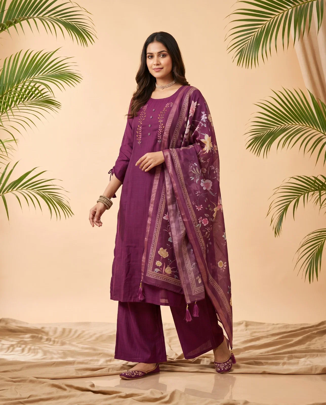 Naisha K 1022 Berlin Handworked Kurti With Bottom Dupatta Set