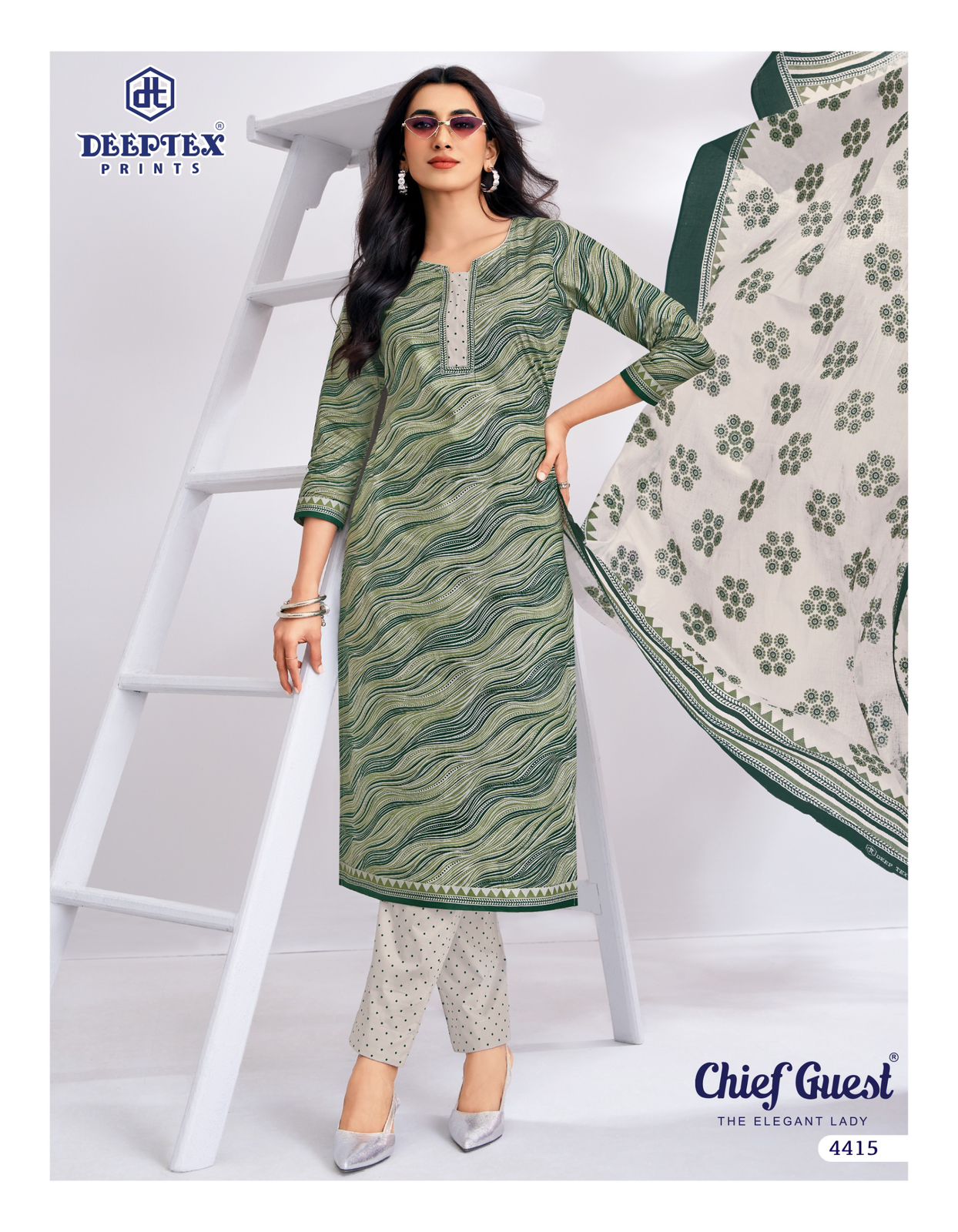 Deeptex Chief Guest Vol 44 Cotton Printed Fancy Dress Material — Wholesale Dress Material, Deeptex wholesale from Surat — view 2