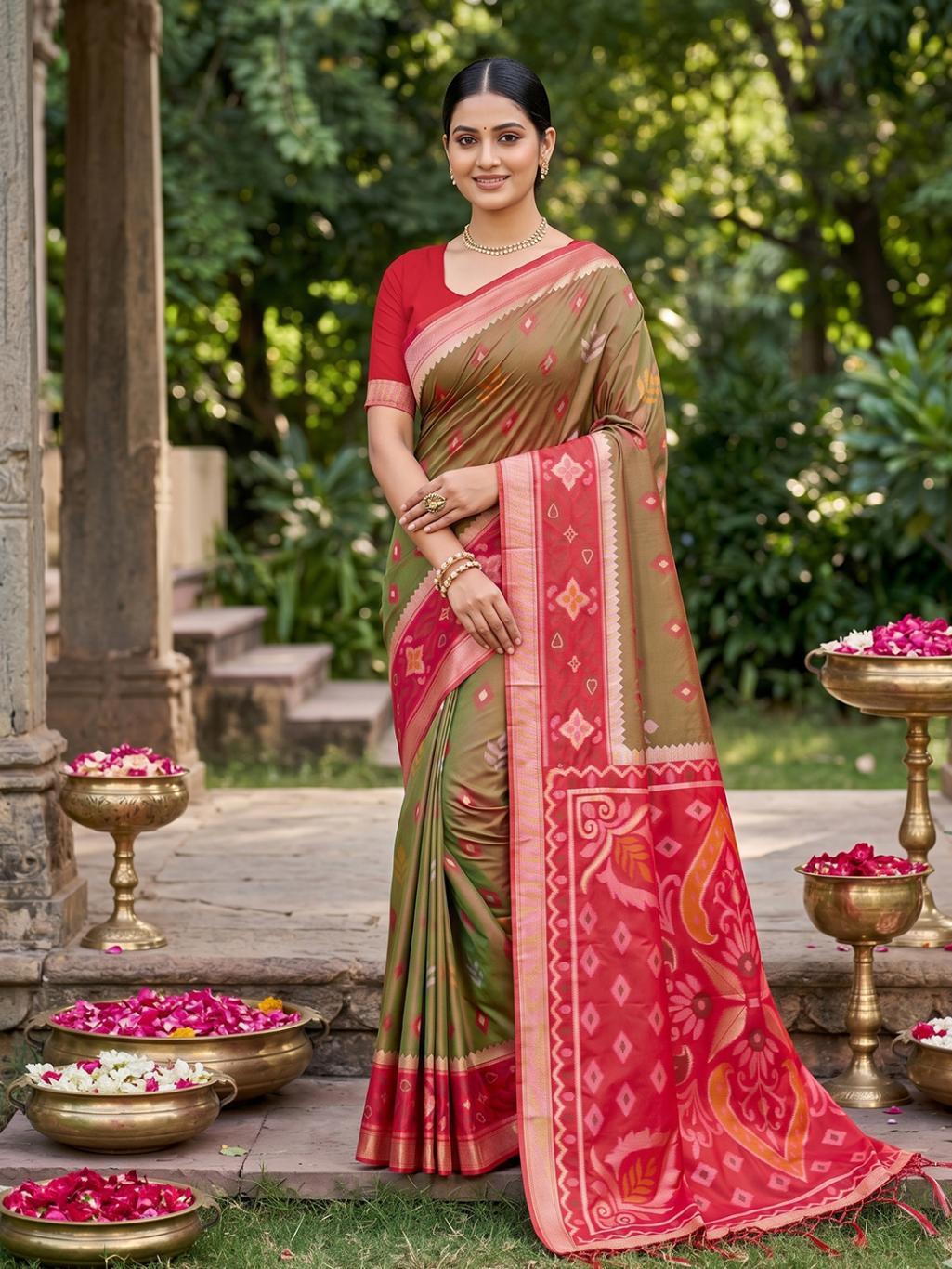 Ast Navya Silk Vol 6 Soft Silk Pochampalli Festival Saree — Wholesale Sarees, Vardan Ethnic wholesale from Surat — view 7
