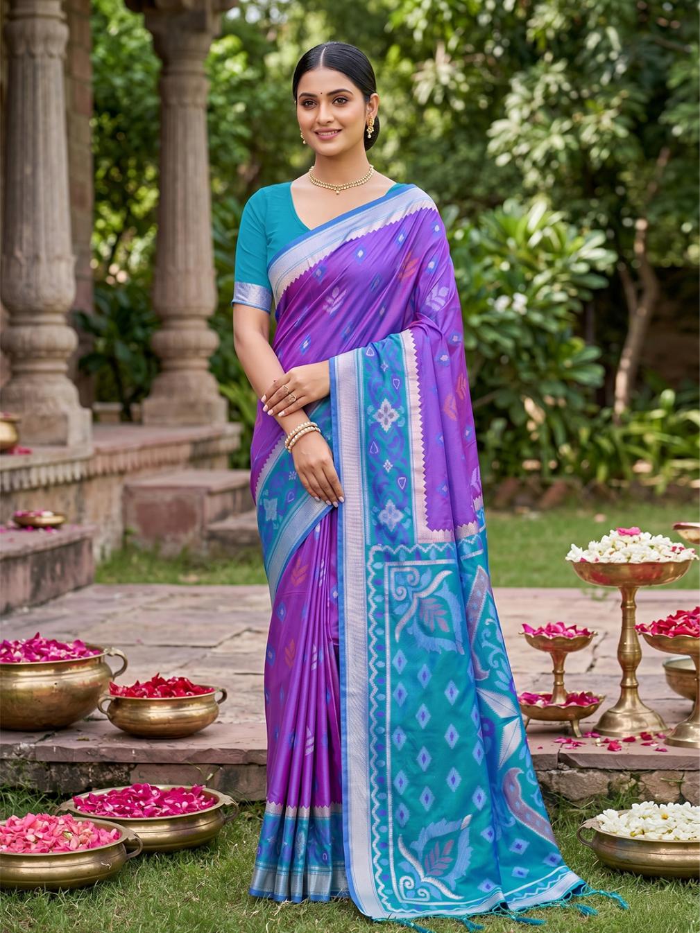 Ast Navya Silk Vol 6 Soft Silk Pochampalli Festival Saree — Wholesale Sarees, Vardan Ethnic wholesale from Surat — view 4