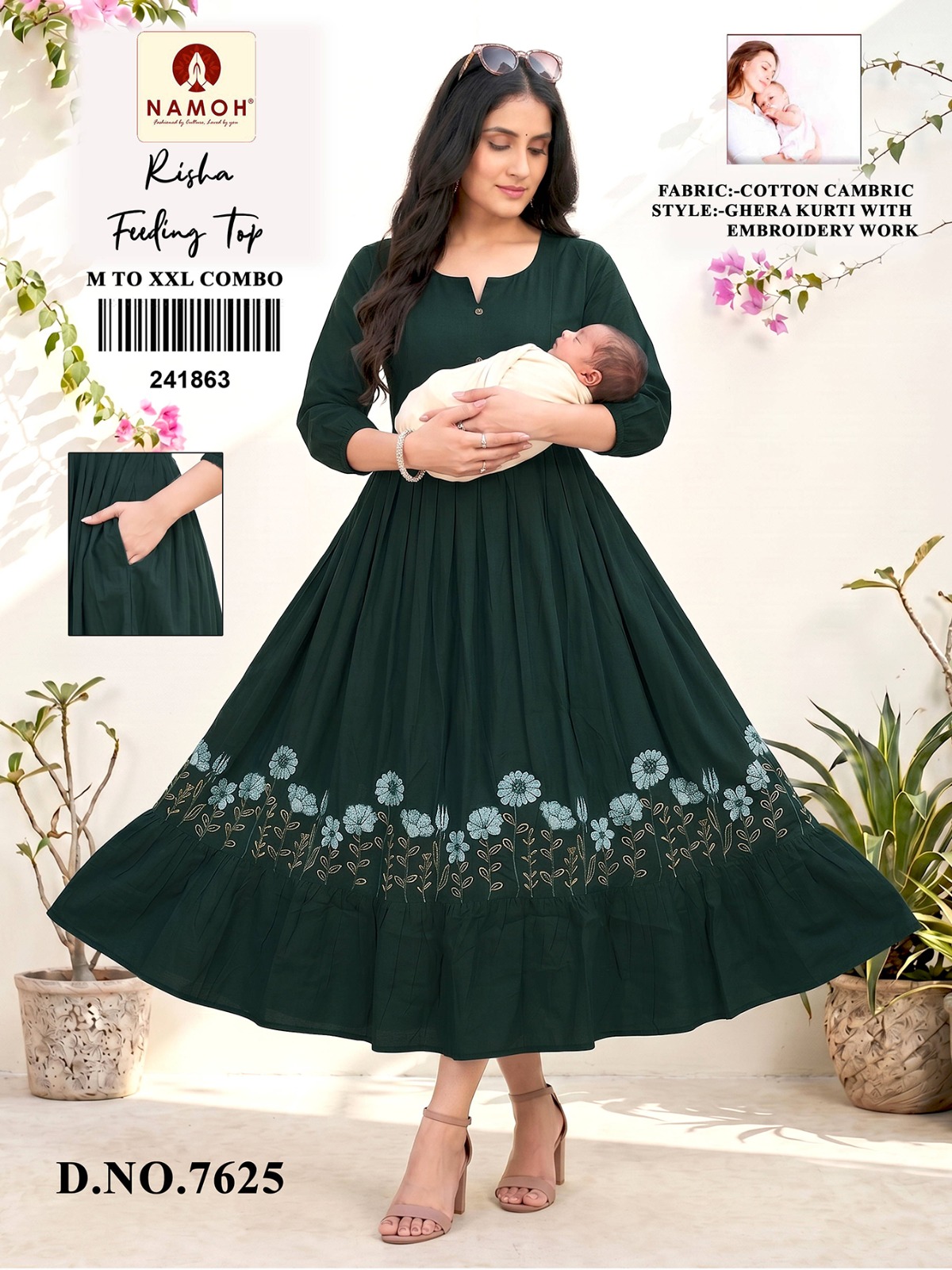 Namoh Risha Cotton Cambric Feeding Kurti Catalog — Wholesale Kurtis, Vardan Ethnic wholesale from Surat — view 2