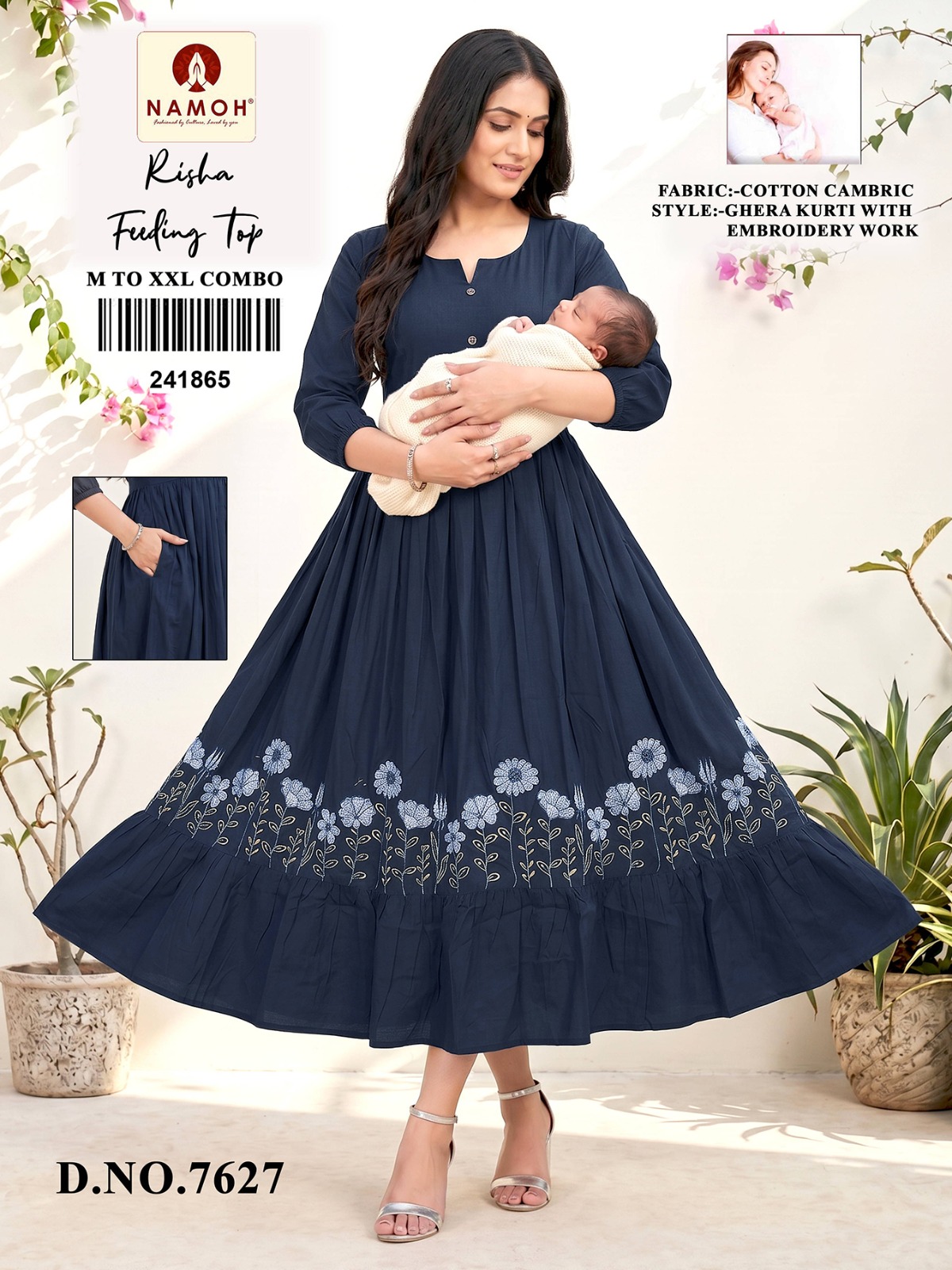 Namoh Risha Cotton Cambric Feeding Kurti Catalog — Wholesale Kurtis, Vardan Ethnic wholesale from Surat — view 3
