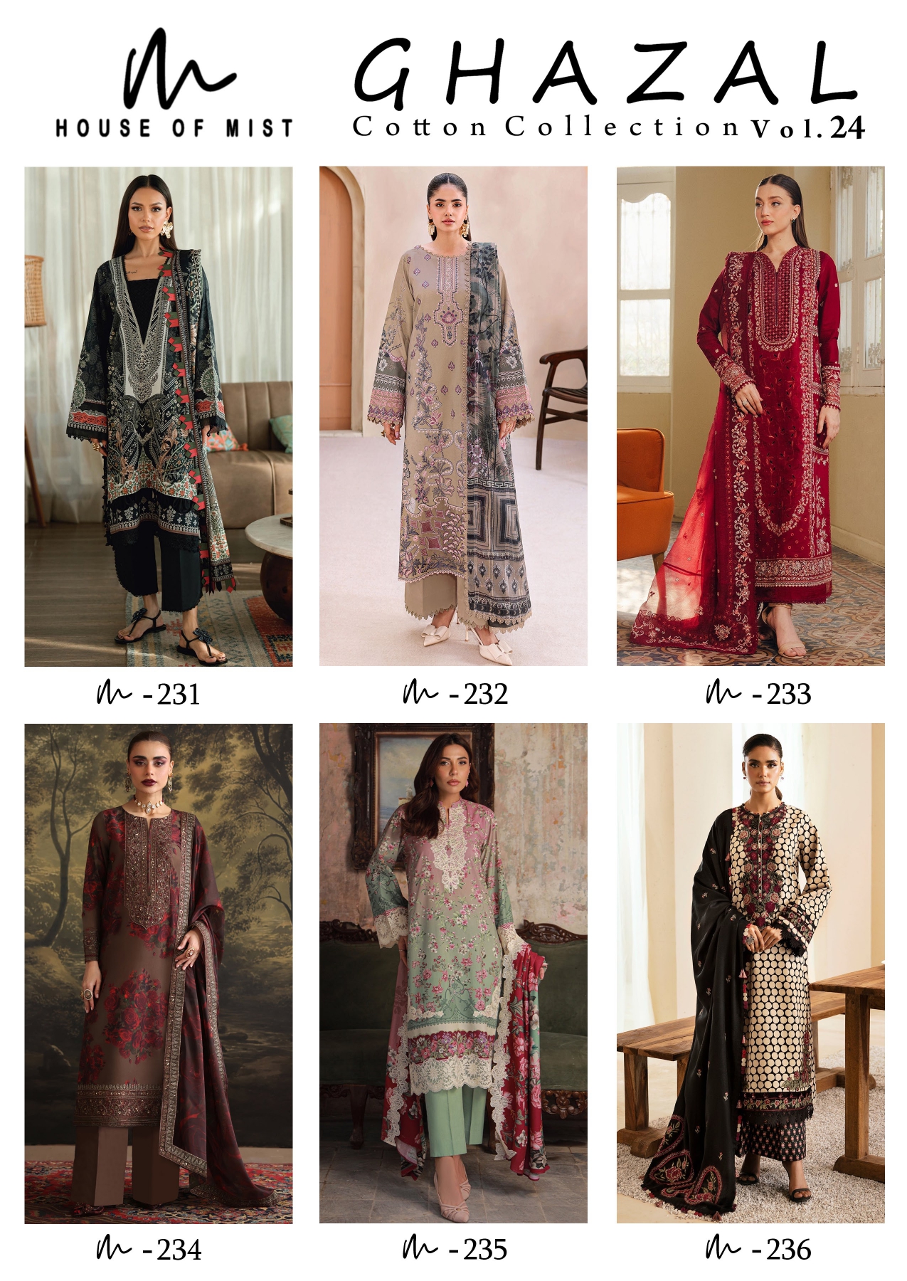House Of Mist Ghazal Vol 24 Cotton Printed Karachi Dress Material — Wholesale Salwar Suits, Vardan Ethnic wholesale from Surat — view 4