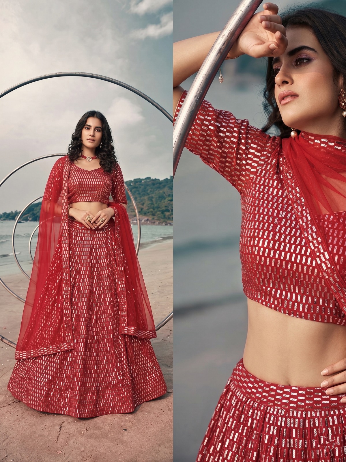Kb Series 8101 Butterfly Net Sequence Worked Lehenga Choli — Wholesale Lehenga, Vardan Ethnic wholesale from Surat — view 10