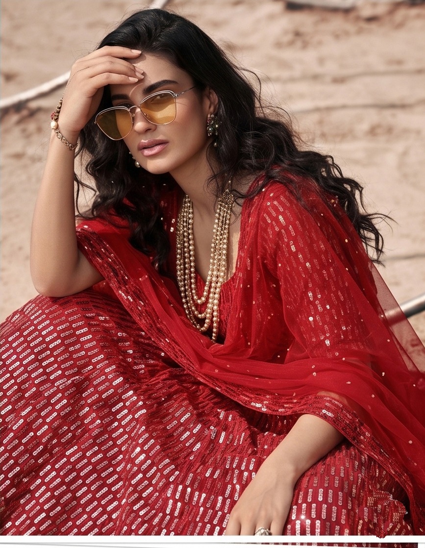 Kb Series 8101 Butterfly Net Sequence Worked Lehenga Choli — Wholesale Lehenga, Vardan Ethnic wholesale from Surat — view 8