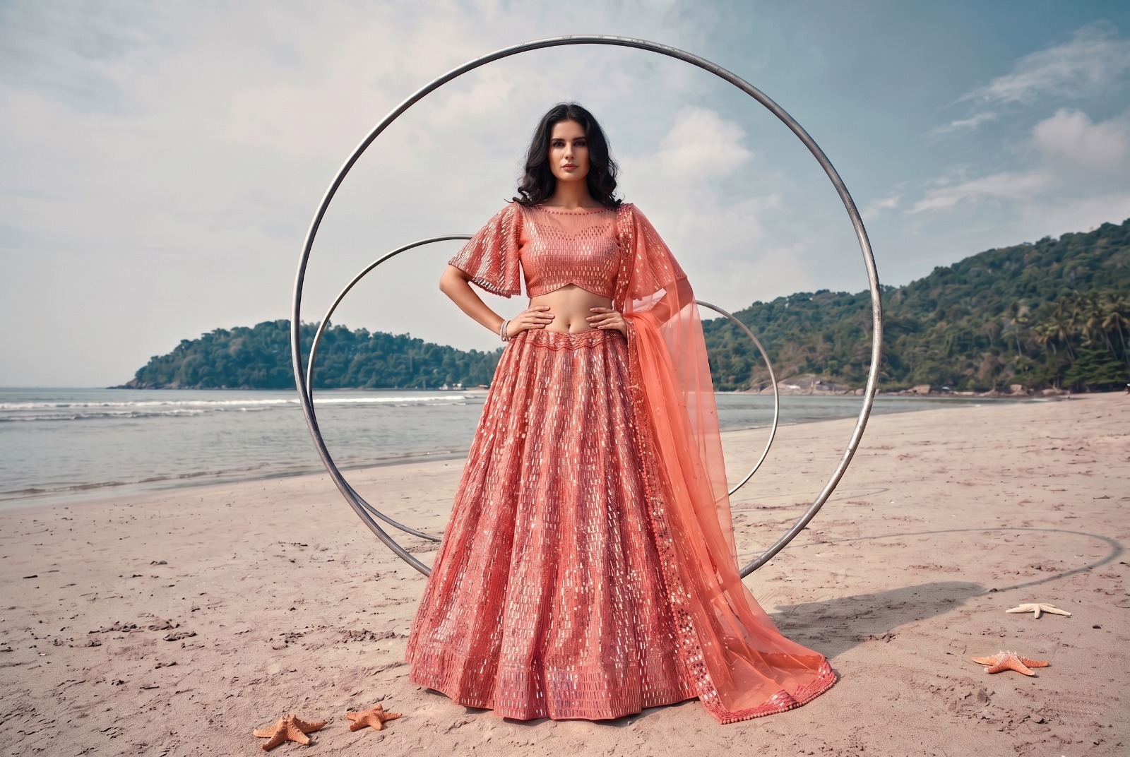 Kb Series 8101 Butterfly Net Sequence Worked Lehenga Choli — Wholesale Lehenga, Vardan Ethnic wholesale from Surat — view 4