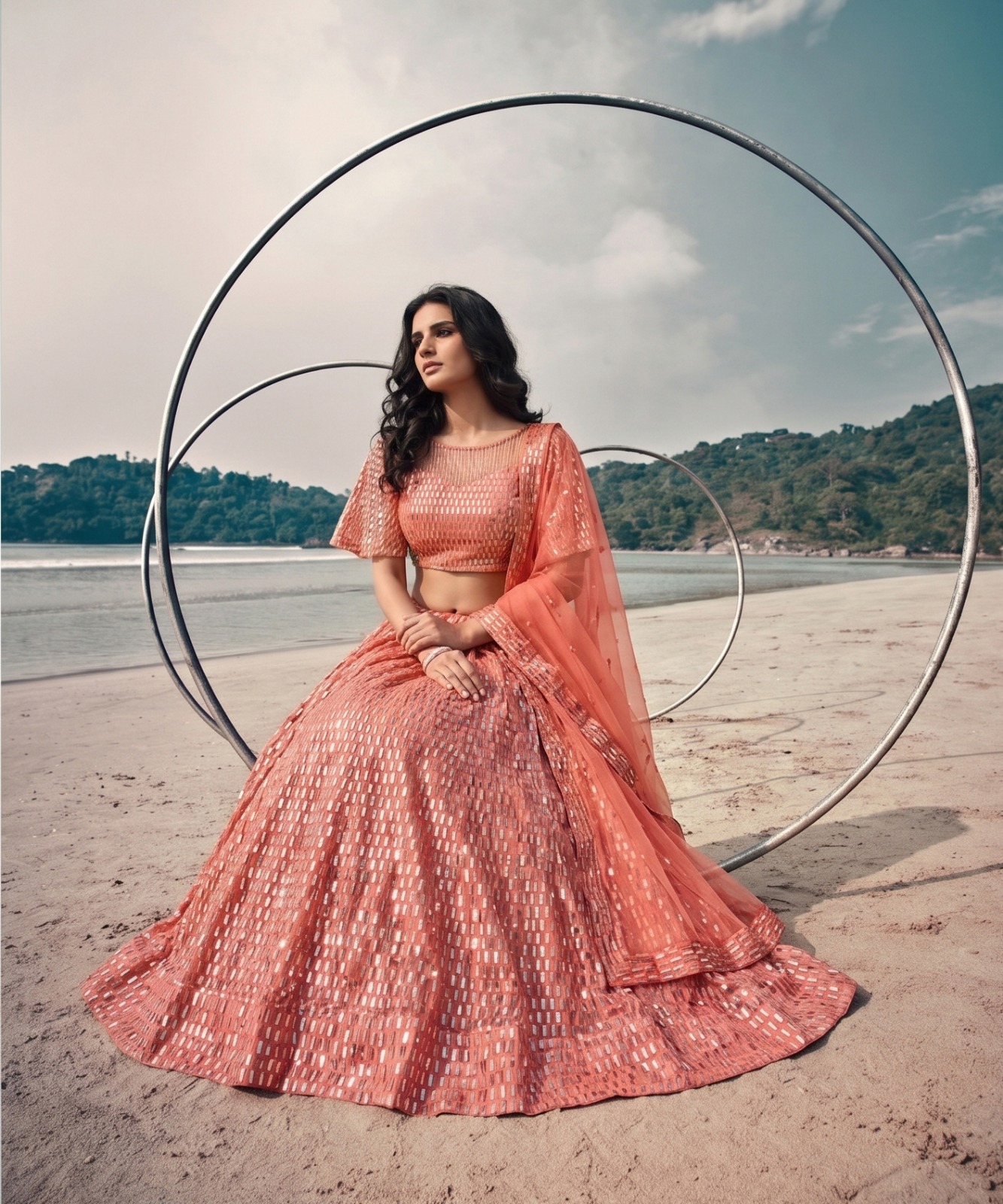 Kb Series 8101 Butterfly Net Sequence Worked Lehenga Choli — Wholesale Lehenga, Vardan Ethnic wholesale from Surat — view 3