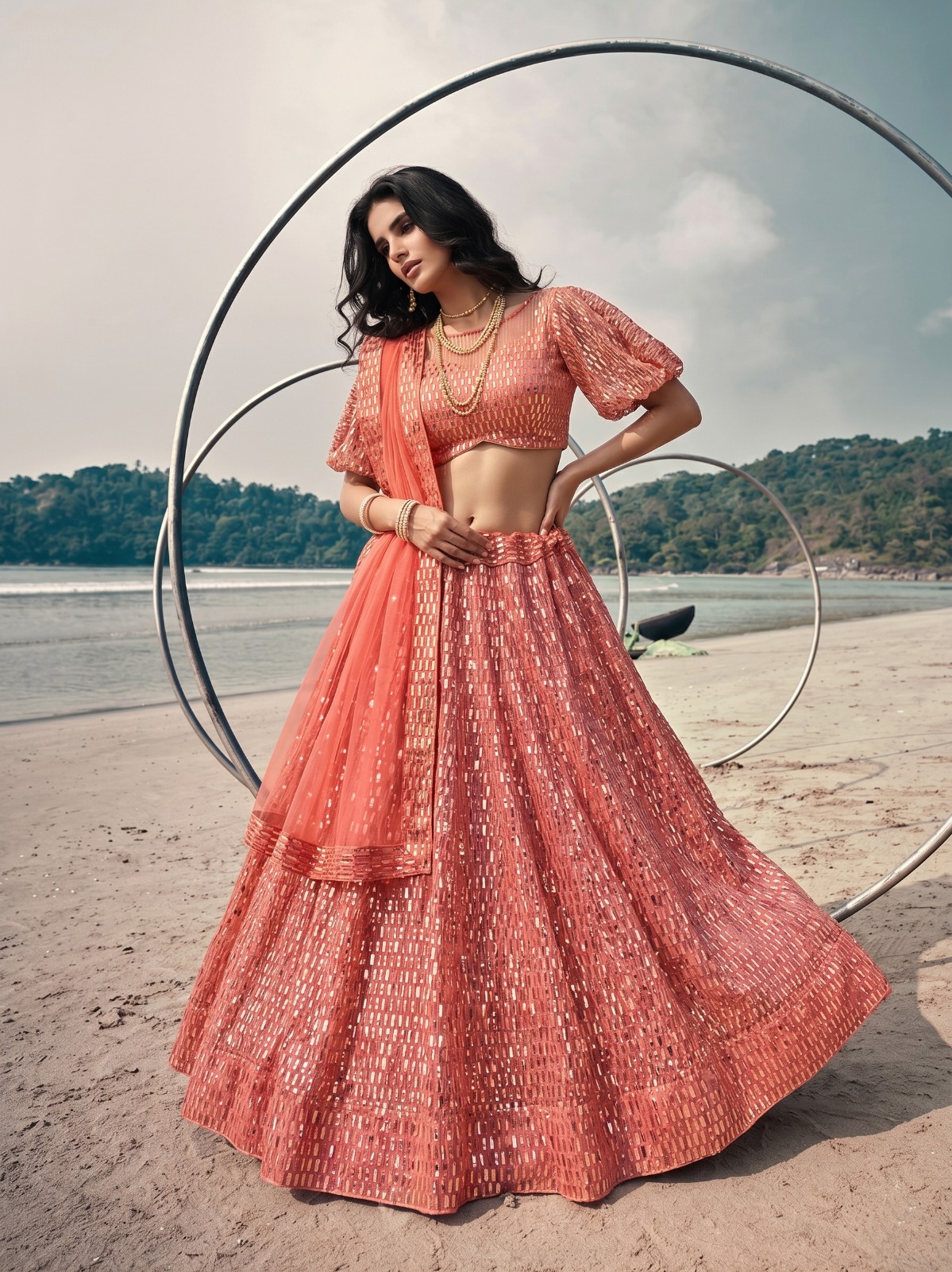 Kb Series 8101 Butterfly Net Sequence Worked Lehenga Choli — Wholesale Lehenga, Vardan Ethnic wholesale from Surat — view 2