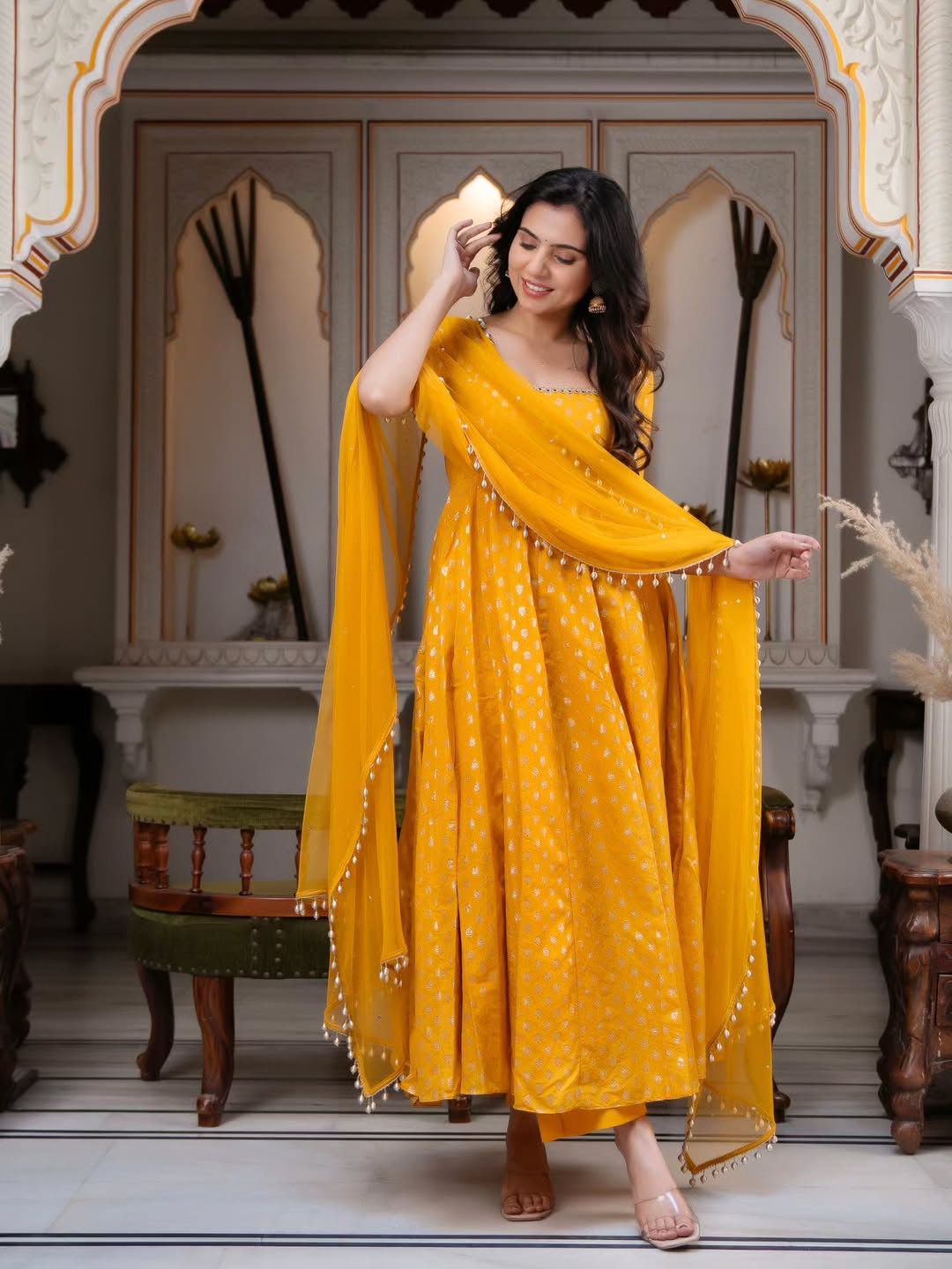 RTC 6025 Chanderi Jacquard Butti Anarkali Suit Set
