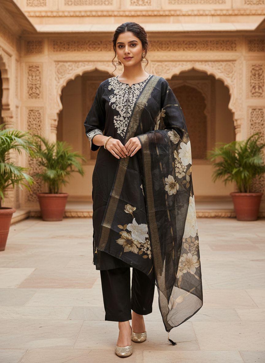 Kapil Trendz Roman Silk Kurti Pant Dupatta Collection — Wholesale Readymade Suit, Vardan Ethnic wholesale from Surat — view 5
