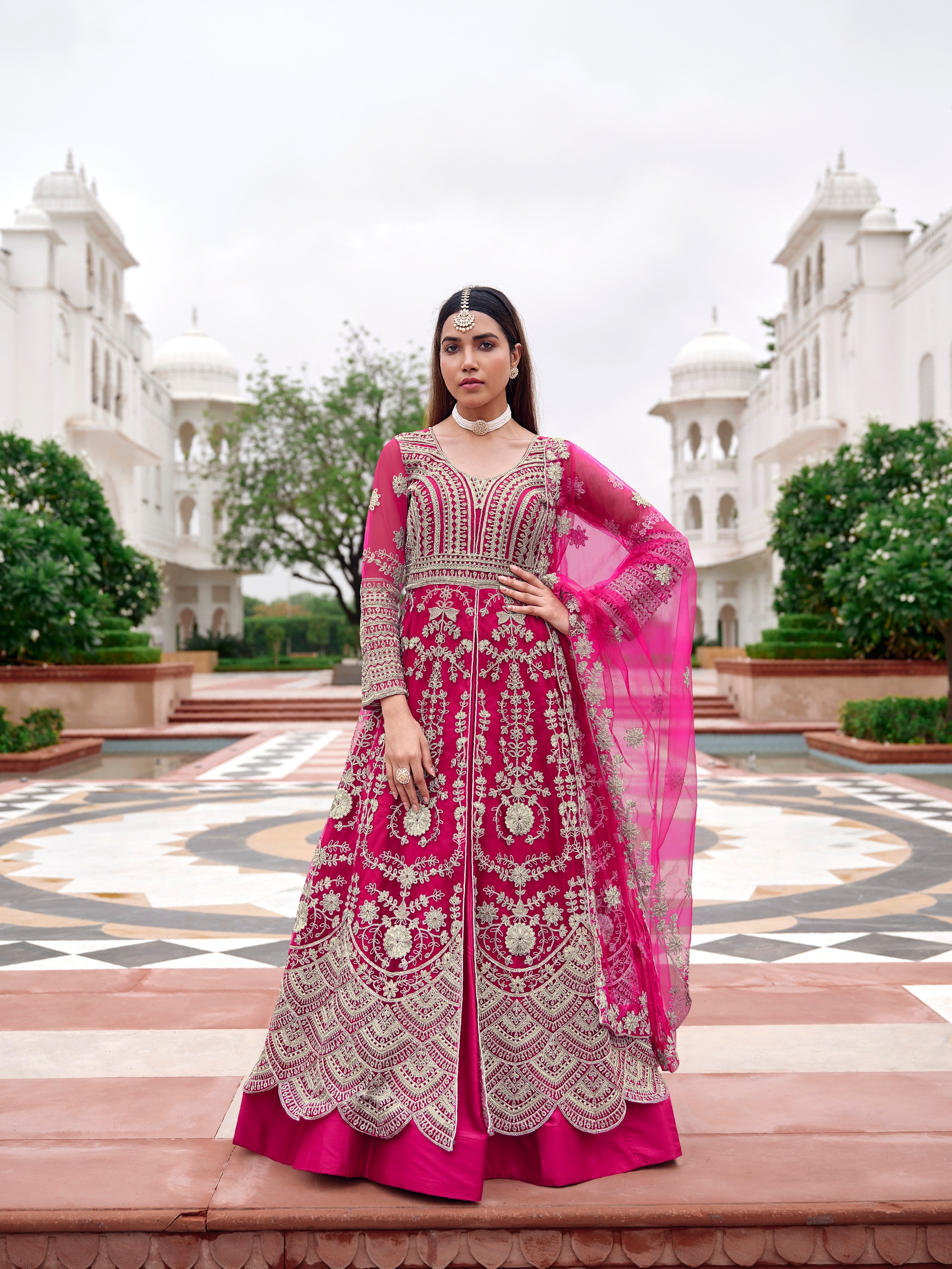 Senhora Maisha 3106 Butterfly Net Embroidered Anarkali Suit