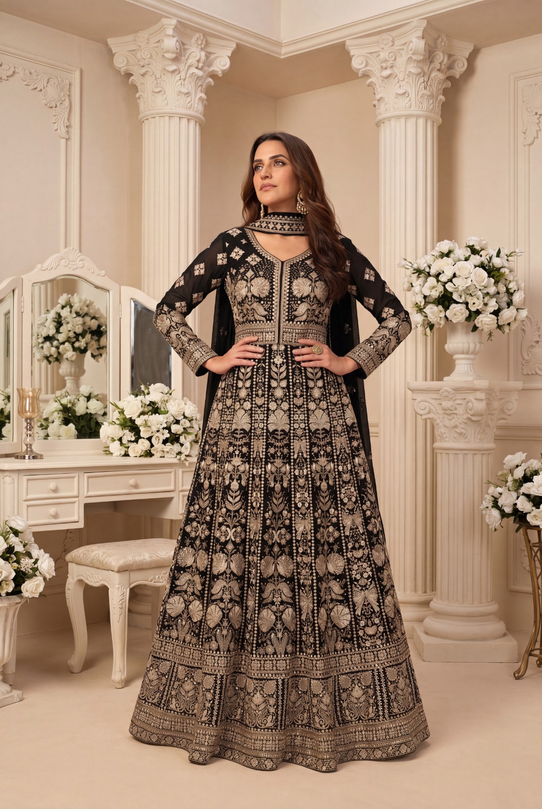 Aahira 30001 To 30002 Georgette Embroidered Designer Gown Set — Wholesale Designer Salwar Suits, Vardan Ethnic wholesale from Surat — view 7