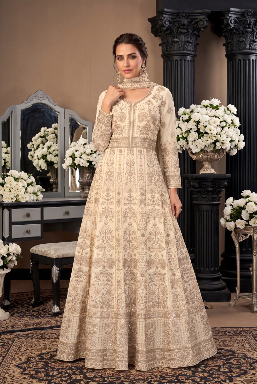 Aahira 30001 To 30002 Georgette Embroidered Designer Gown Set — Wholesale Designer Salwar Suits, Vardan Ethnic wholesale from Surat — view 5