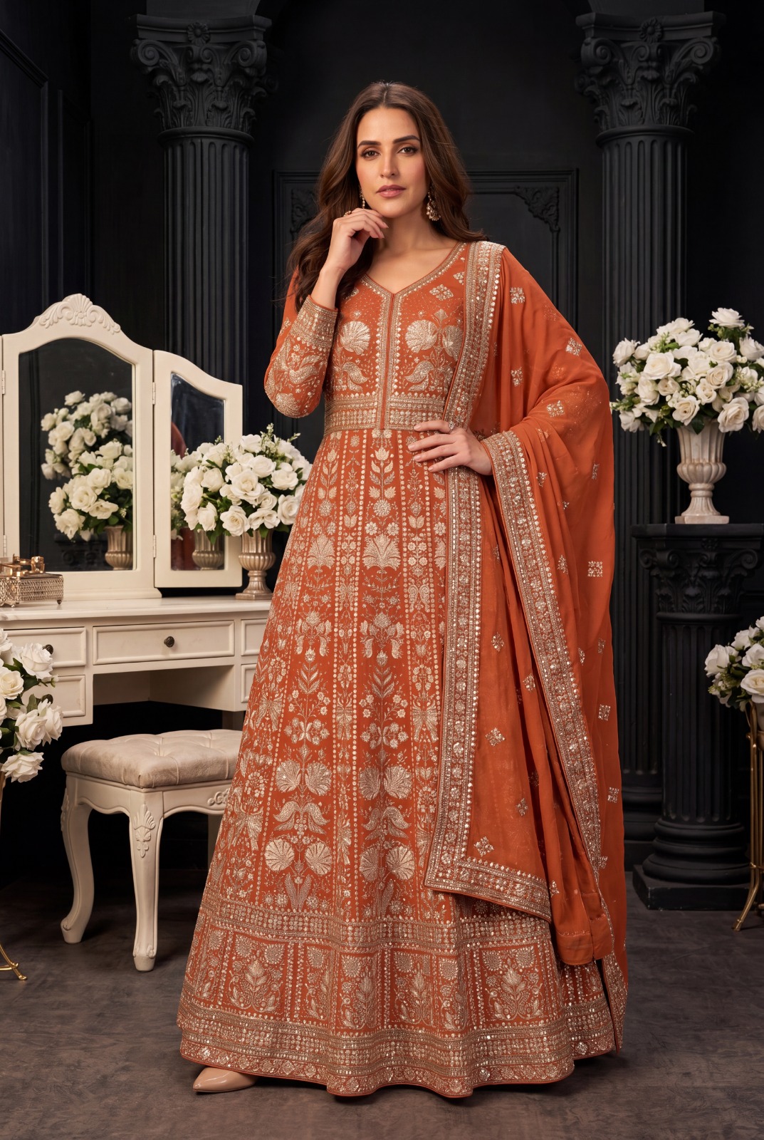 Aahira 30001 To 30002 Georgette Embroidered Designer Gown Set