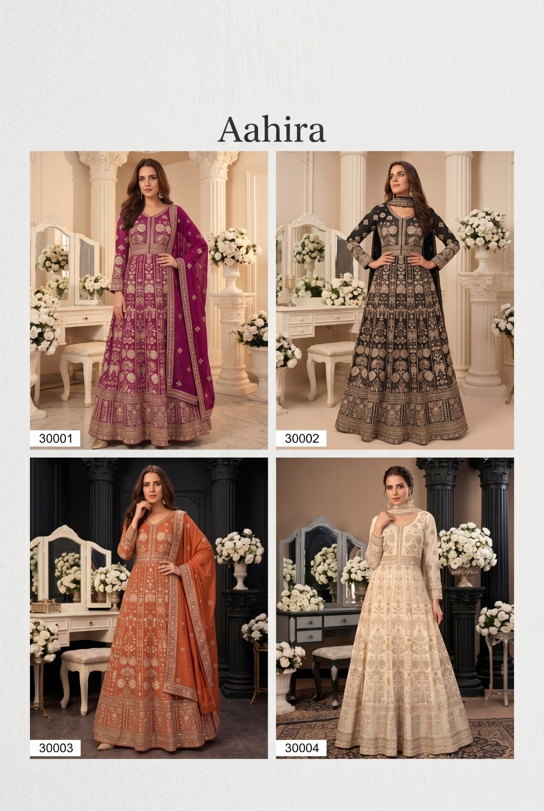 Aahira 30001 To 30002 Georgette Embroidered Designer Gown Set — Wholesale Designer Salwar Suits, Vardan Ethnic wholesale from Surat — view 8