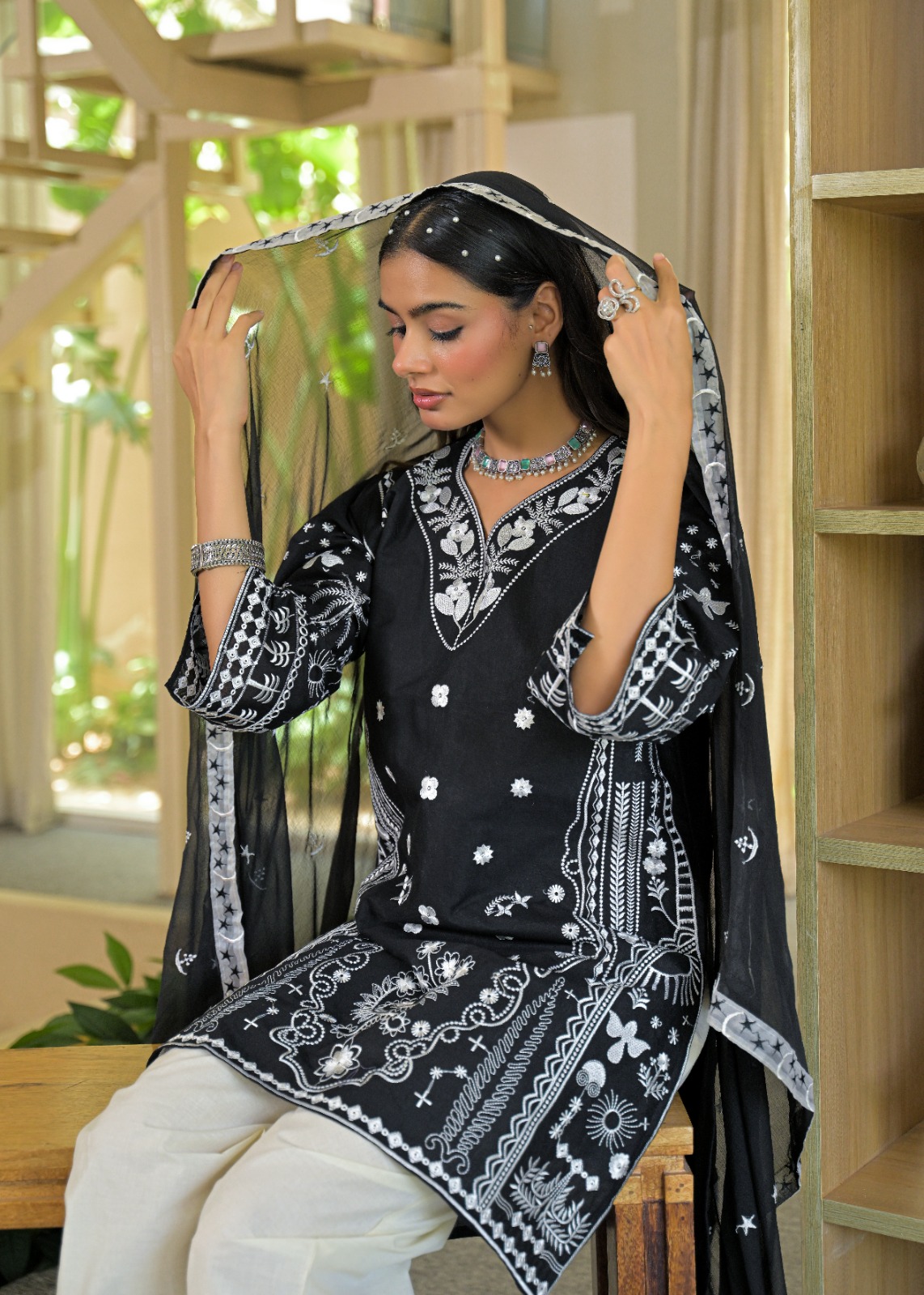 Afsana Harnoor Cotton Embroidered Readymade Salwar Kameez — Designer Readymade Suits, Afsana wholesale from Surat — view 3