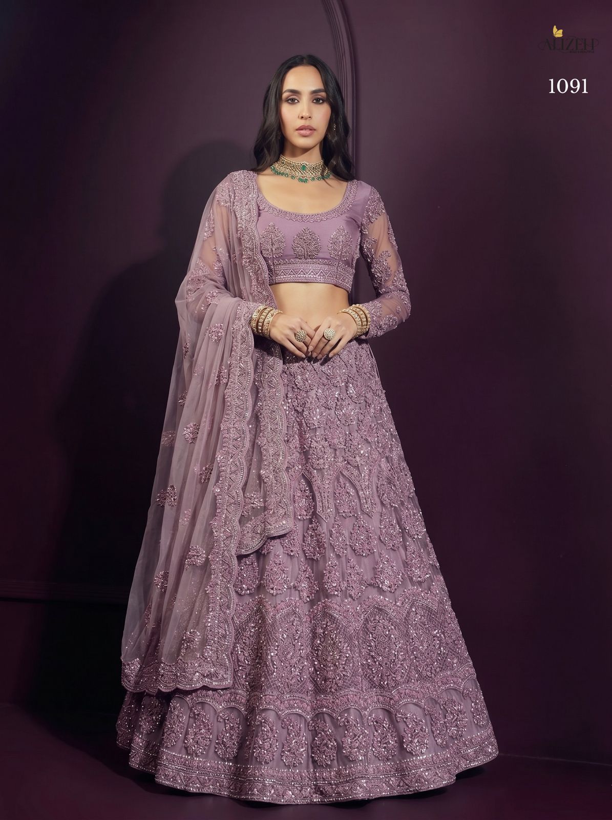 Alizeh 1091 To 1095 Butterfly Net Designer Lehenga Choli Set — Wholesale Lehenga, Alizeh wholesale from Surat — view 6