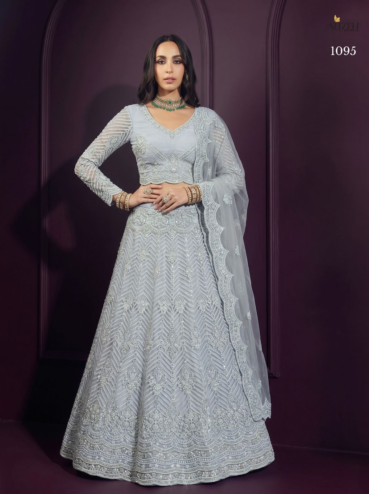 Alizeh 1091 To 1095 Butterfly Net Designer Lehenga Choli Set — Wholesale Lehenga, Alizeh wholesale from Surat — view 3