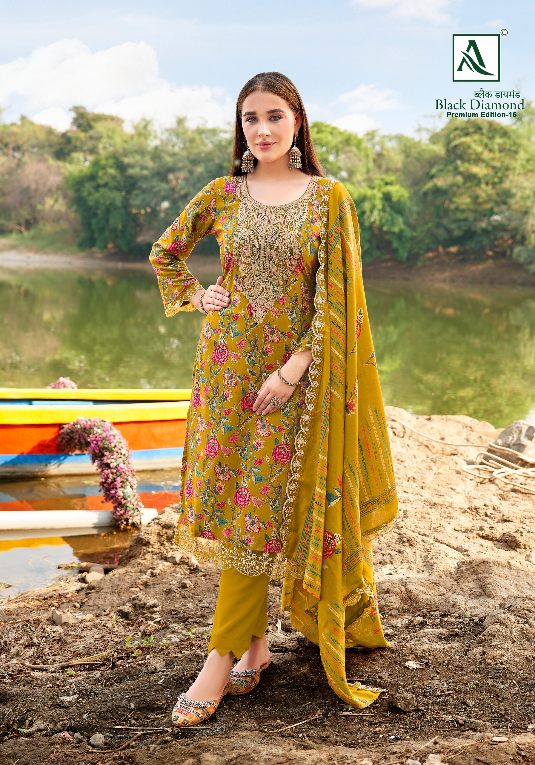 Alok Black Diamond Vol 15 Pure Rayon  Printed Unstitched Suit