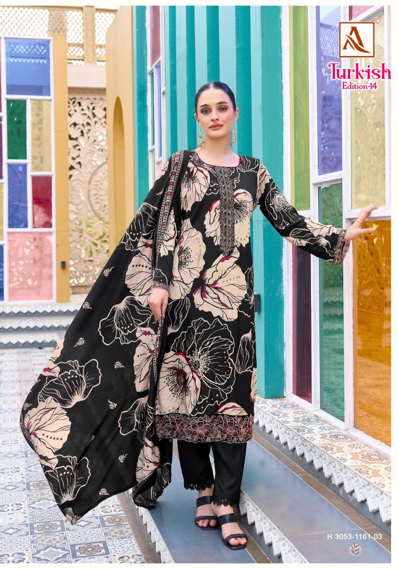 Alok Turkish Edition 14 Viscose Rayon Printed Dress Material — Wholesale Dress Material, Alok Suit wholesale from Surat — view 8