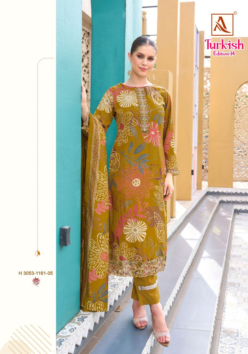 Alok Turkish Edition 14 Viscose Rayon Printed Dress Material — Wholesale Dress Material, Alok Suit wholesale from Surat — view 6
