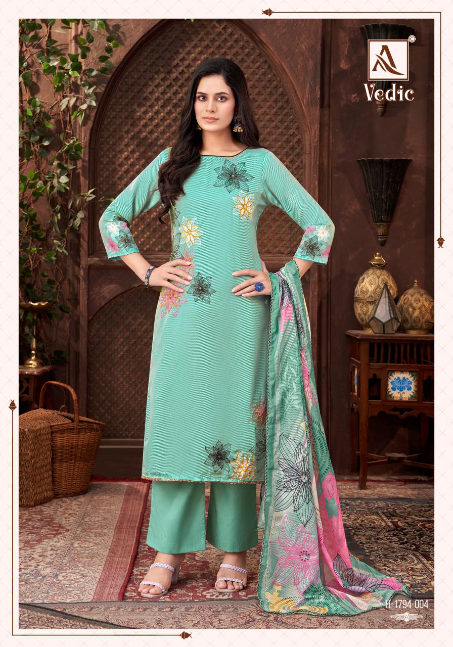 Alok Vedic Jam Digital Printed Unstitched Dress Material — Unstitched Dress Material Online, Alok wholesale from Surat — view 2