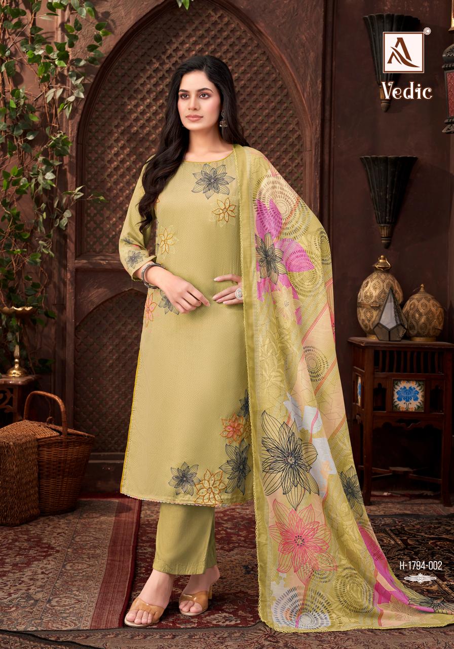 Alok Vedic Jam Digital Printed Unstitched Dress Material — Unstitched Dress Material Online, Alok wholesale from Surat — view 6