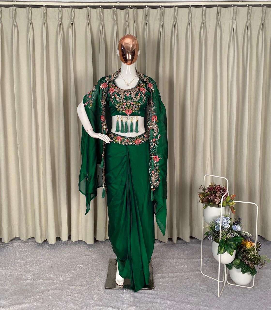 BE 425 Rangoli Silk Designer Indo Western Dress Set