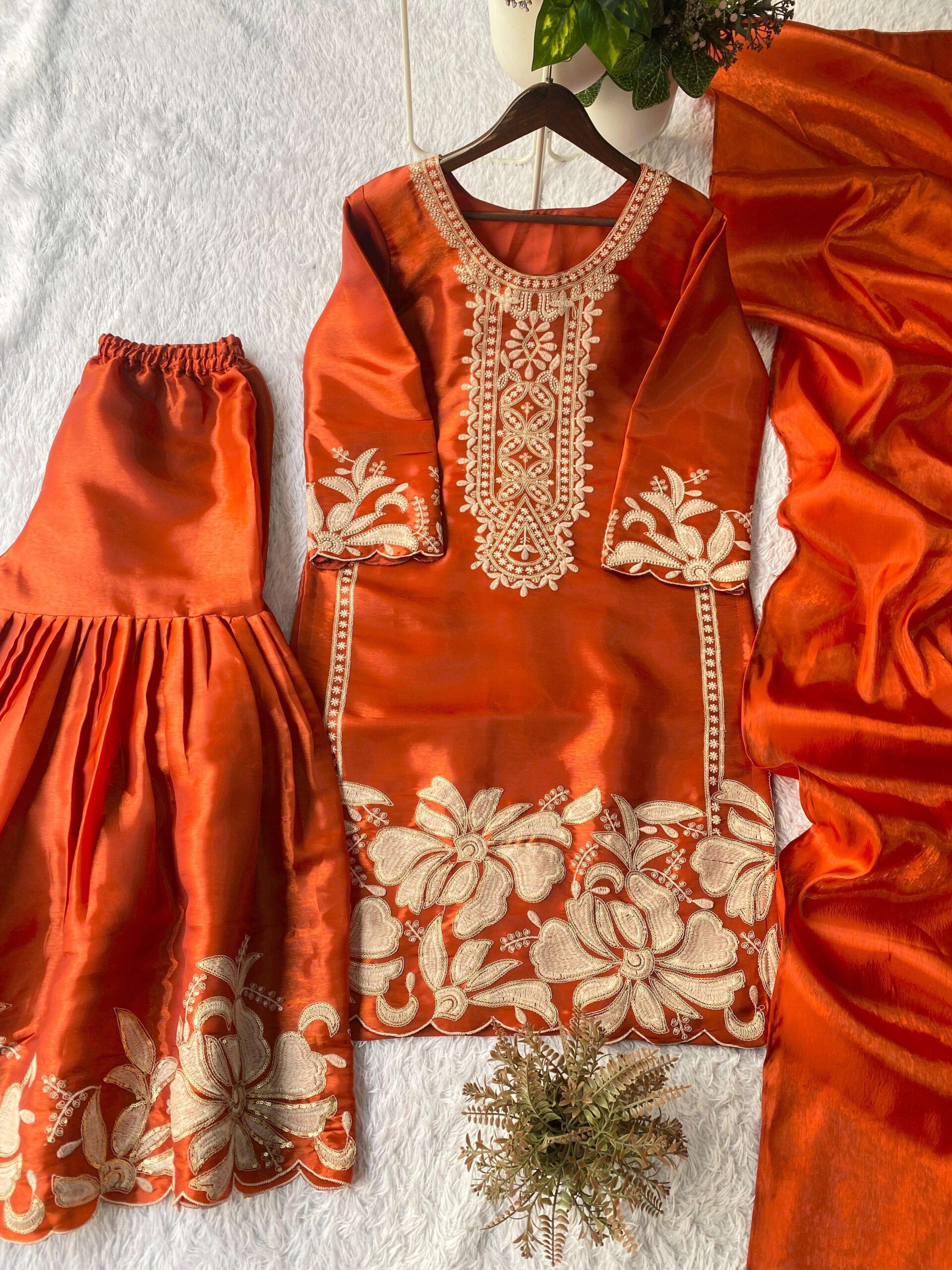 BE-442 Jimmy Choo Sequence Embroidered Sharara Suit Set — Wholesale Readymade Suit, Vardan Ethnic wholesale from Surat — view 6