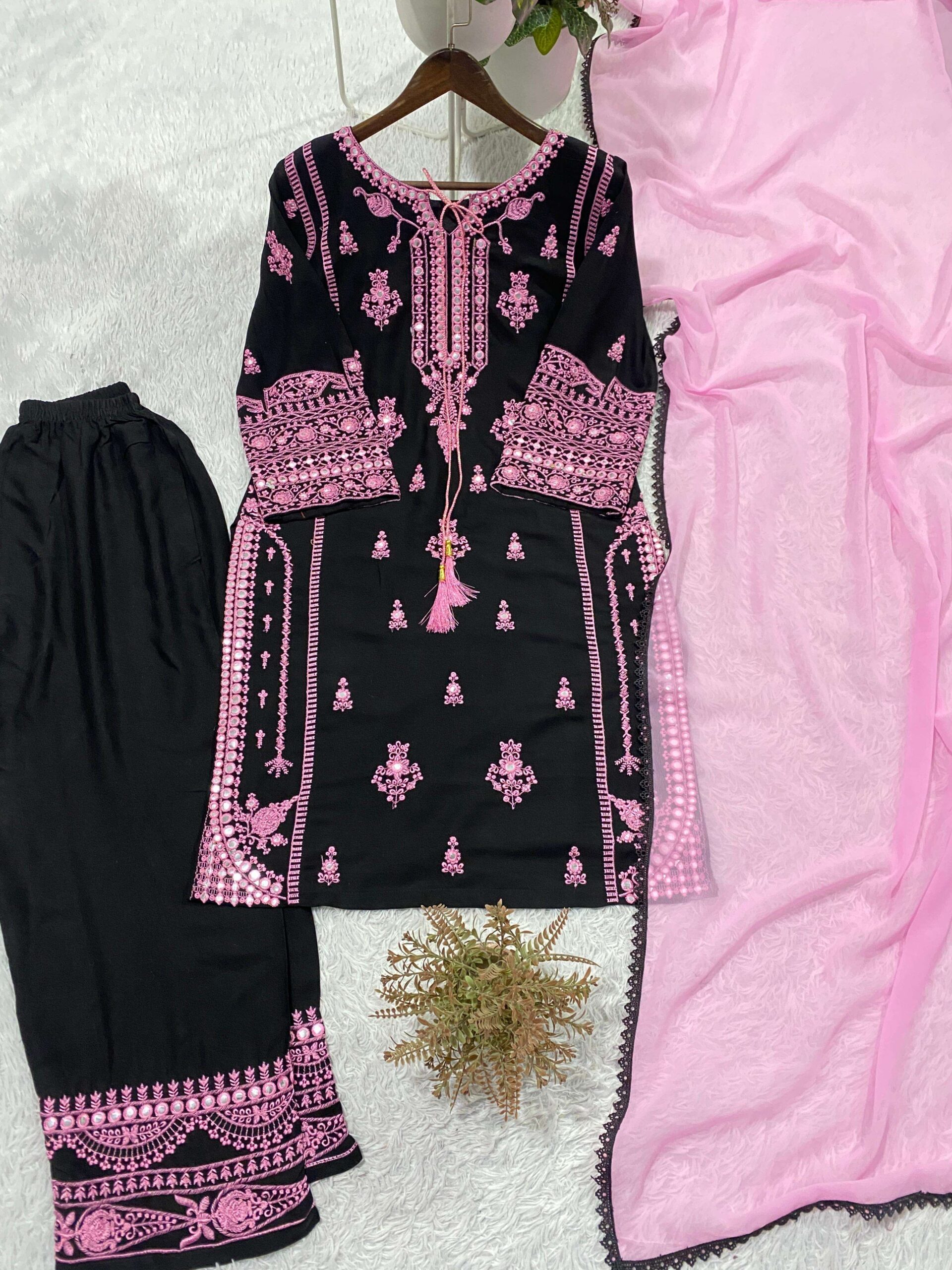 BE 465 Rayon Embroidery Designer Party Wear Ladies Suit — Wholesale Readymade Suit, Vardan Ethnic wholesale from Surat — view 9